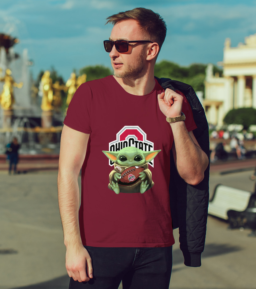 Ohio State Baby Yoda Football T-Shirt