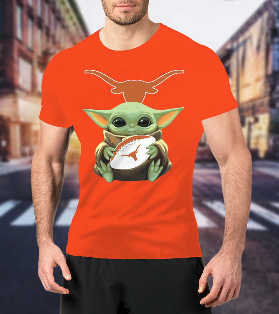 Baby Yoda Texas Longhorns Football T-Shirt