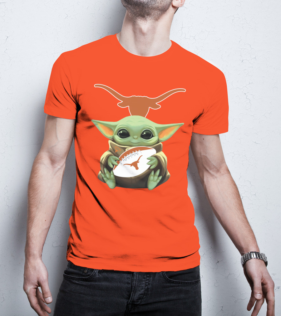 Baby Yoda Texas Longhorns Football T-Shirt