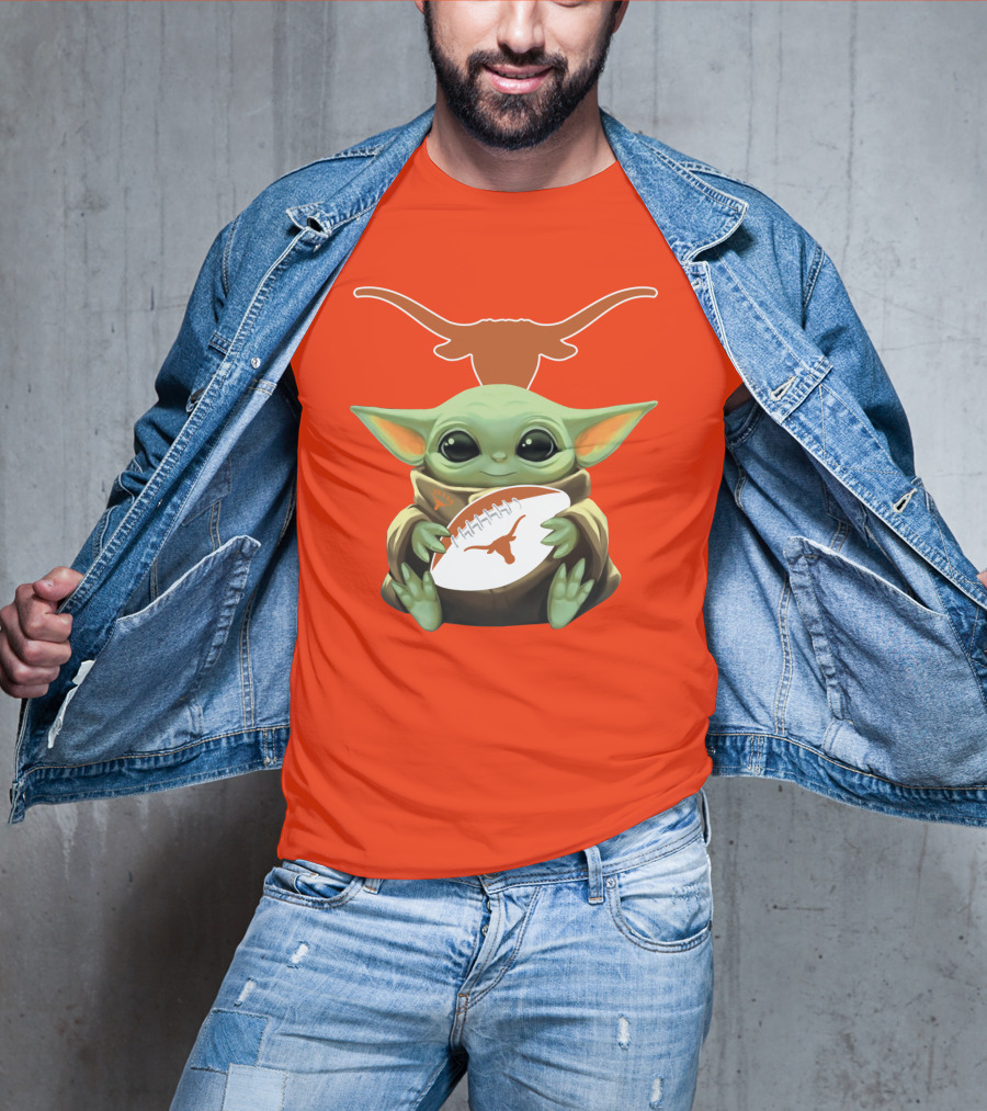 Baby Yoda Texas Longhorns Football T-Shirt