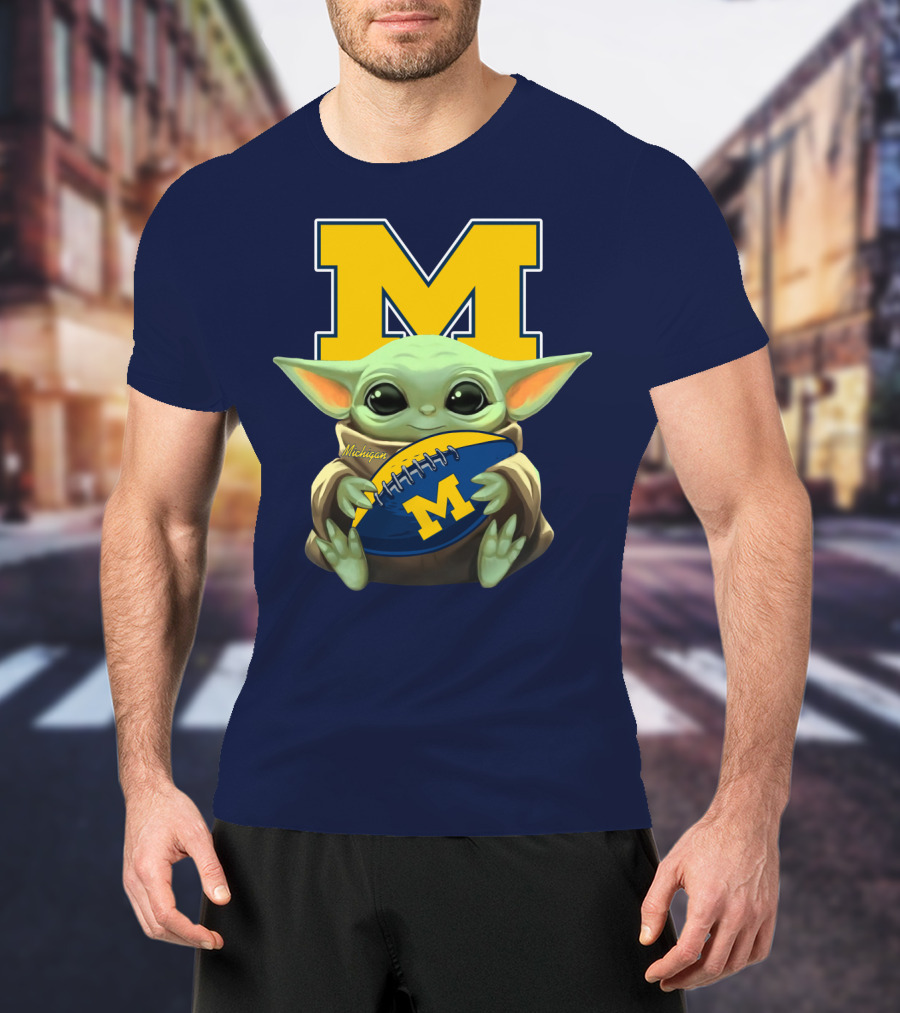 Michigan Baby Yoda Football M T-Shirt