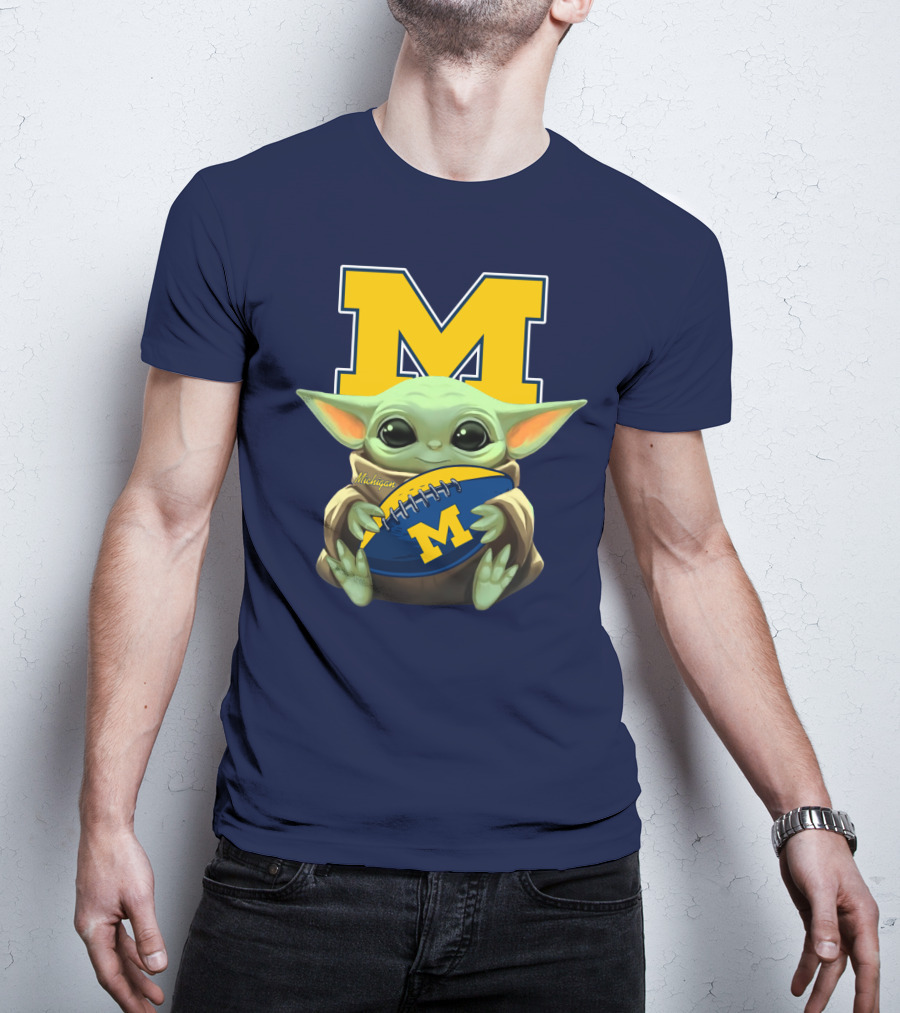 Michigan Baby Yoda Football M T-Shirt