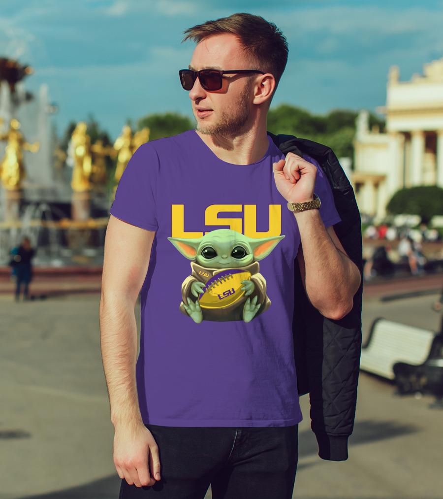 Lsu Baby Alien With Football T-Shirt