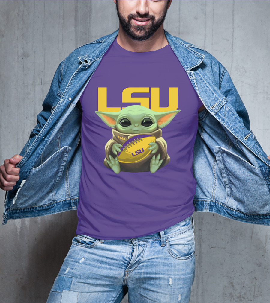 Lsu Baby Alien With Football T-Shirt