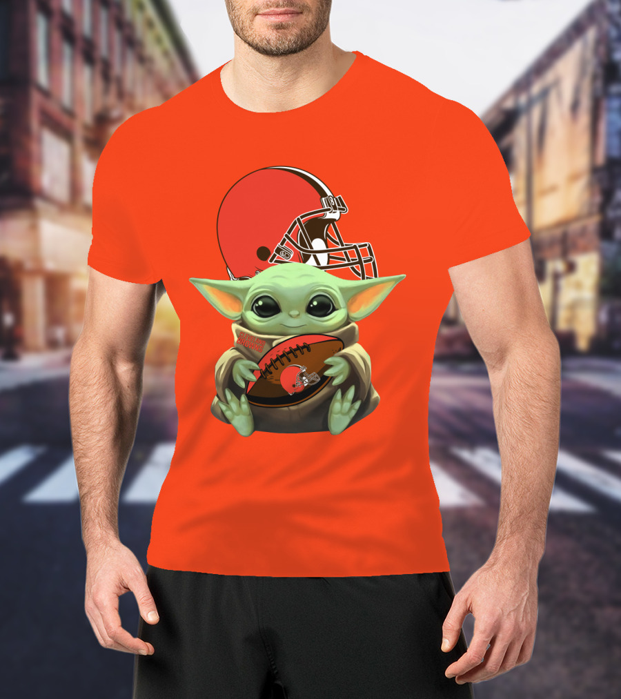 Cleveland Browns Football Baby Yoda T-Shirt