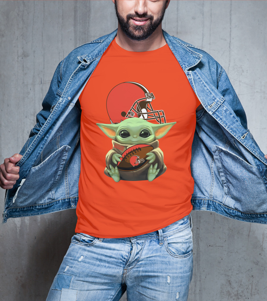 Cleveland Browns Football Baby Yoda T-Shirt