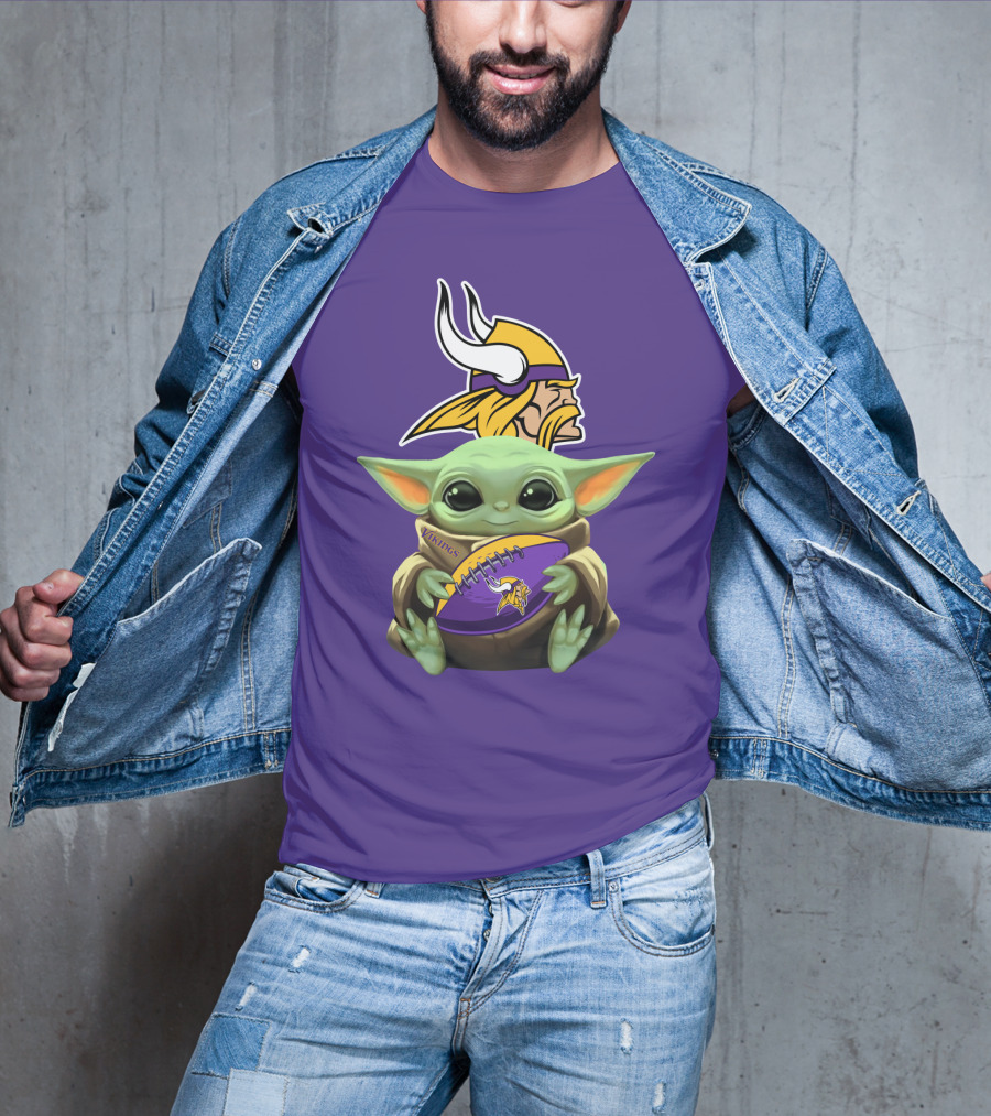 Vikings Football Baby Yoda T-Shirt