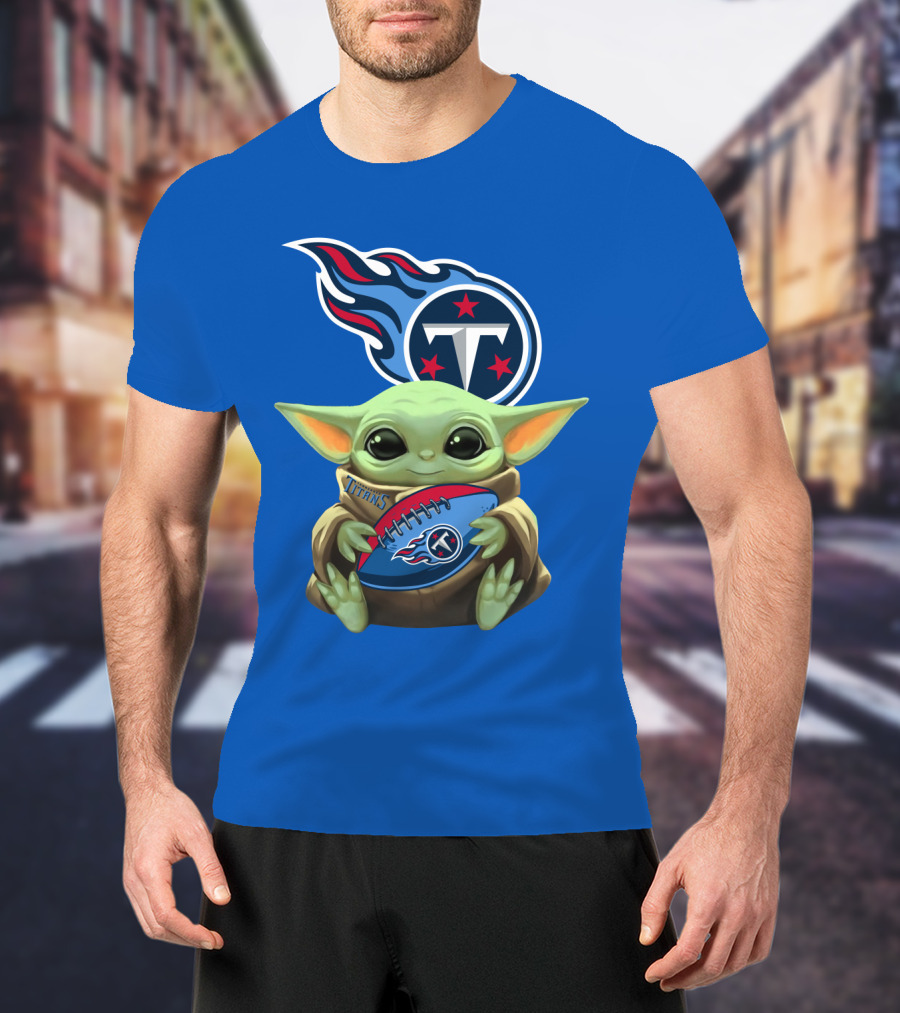 Tennessee Titans Baby Yoda Football T-Shirt
