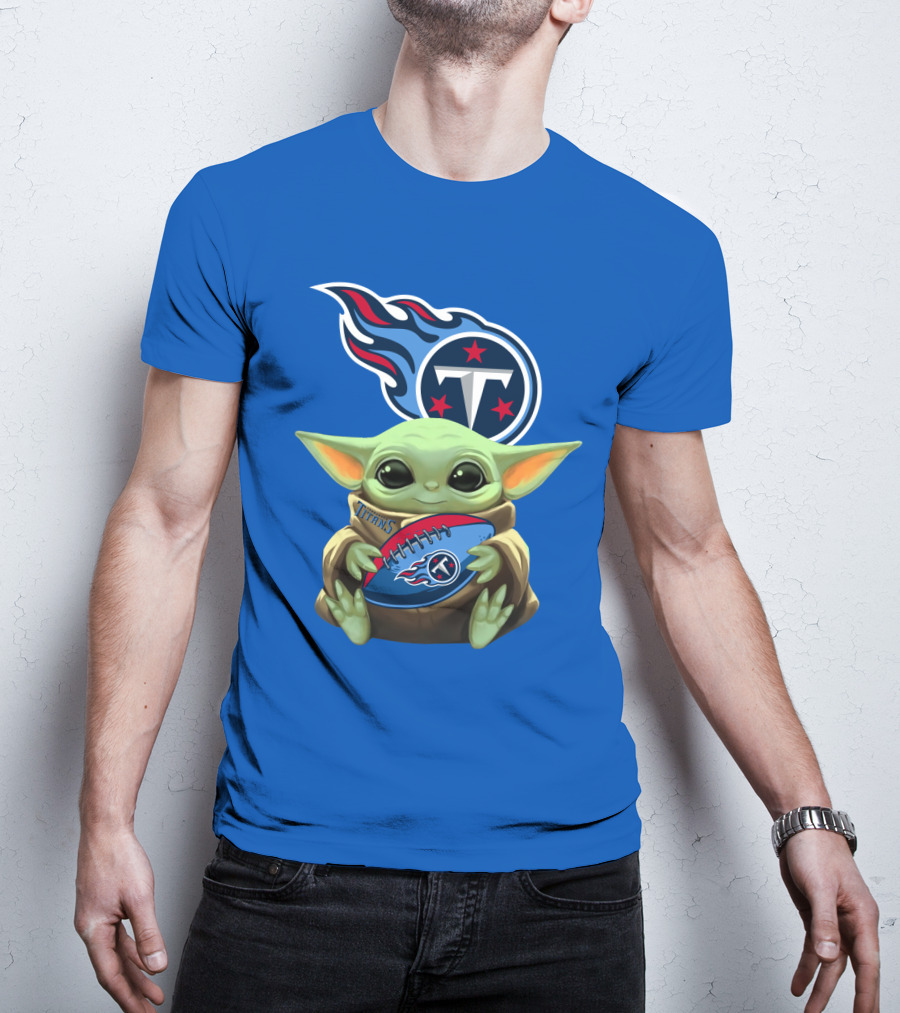 Tennessee Titans Baby Yoda Football T-Shirt