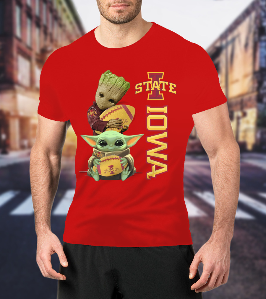 Iowa State Groot And Baby Yoda Football T-Shirt