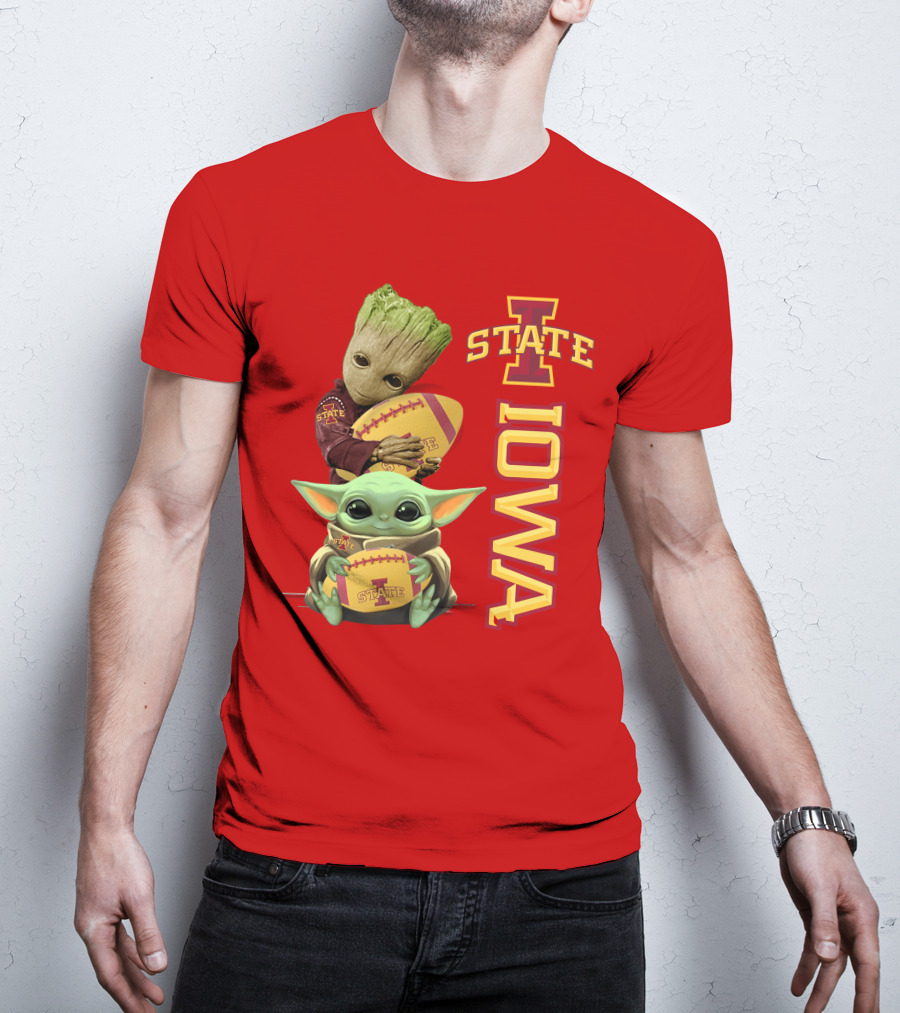 Iowa State Groot And Baby Yoda Football T-Shirt