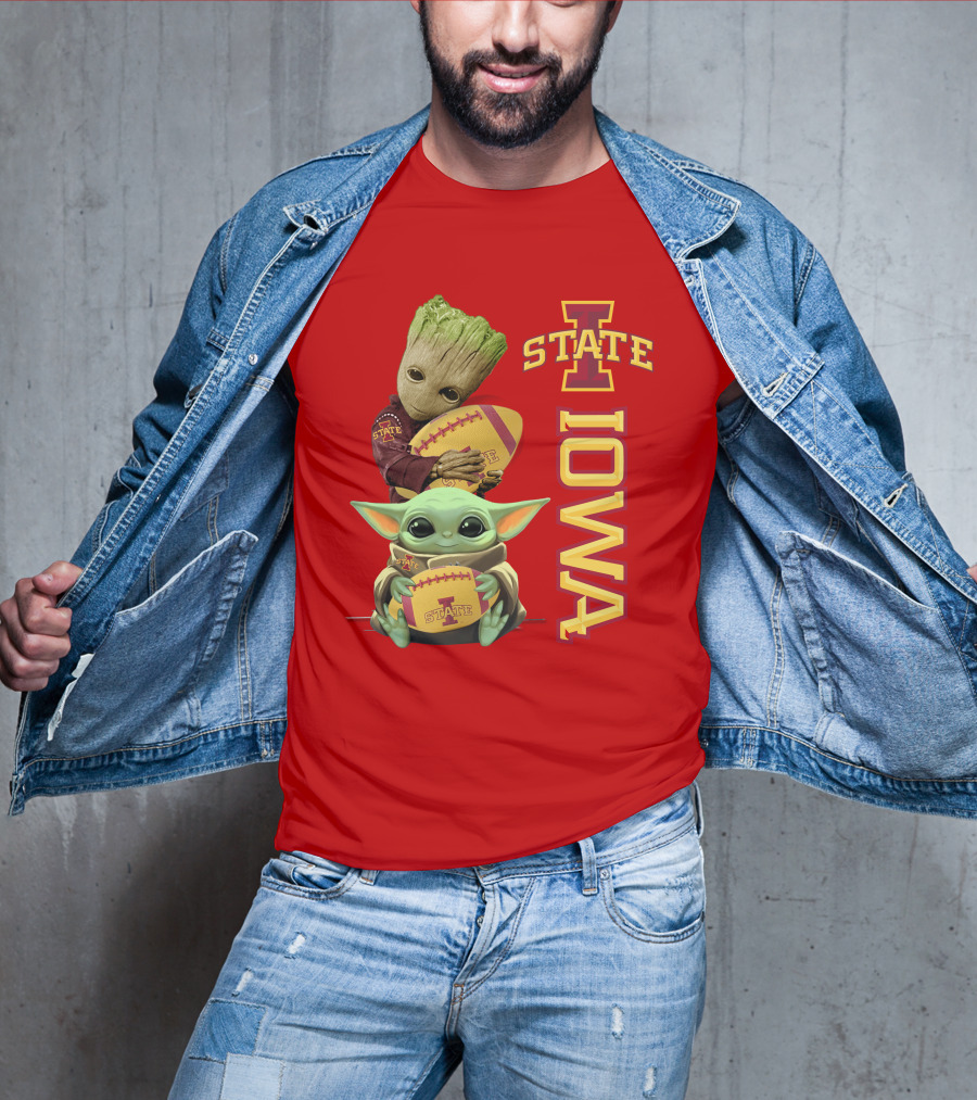 Iowa State Groot And Baby Yoda Football T-Shirt