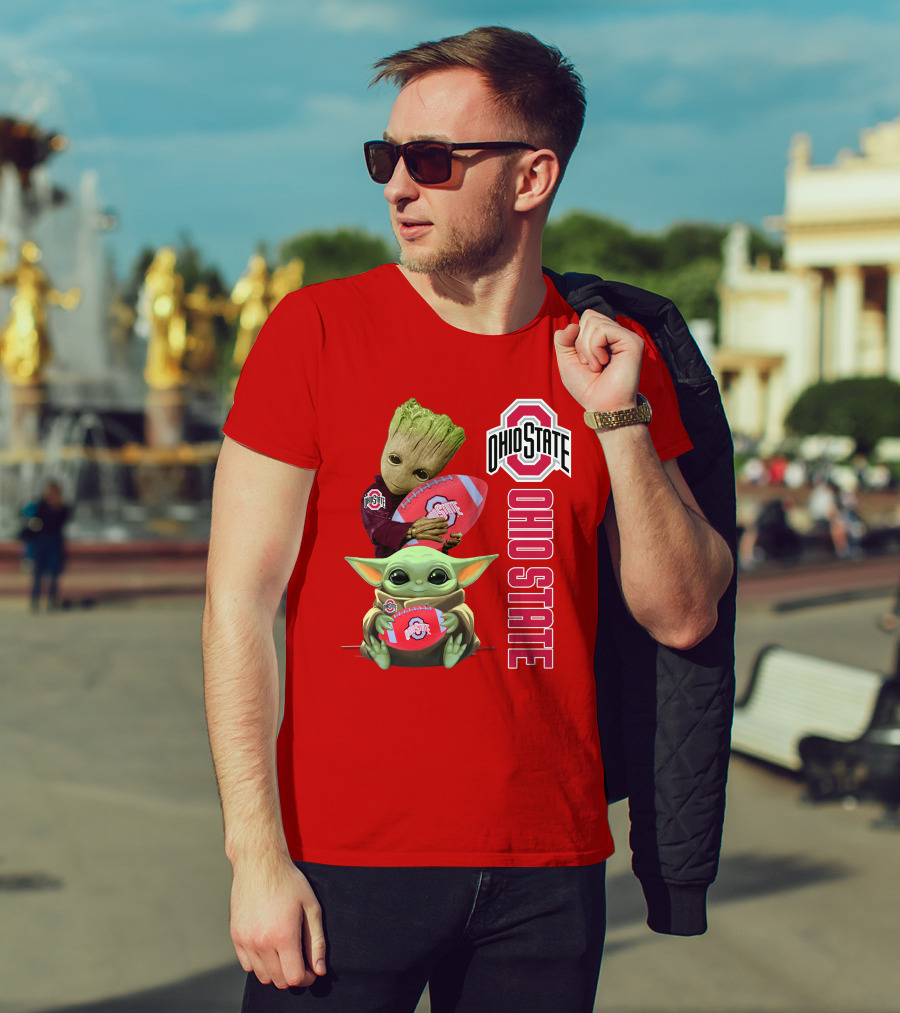 Ohio State Groot Baby Yoda Football T-Shirt