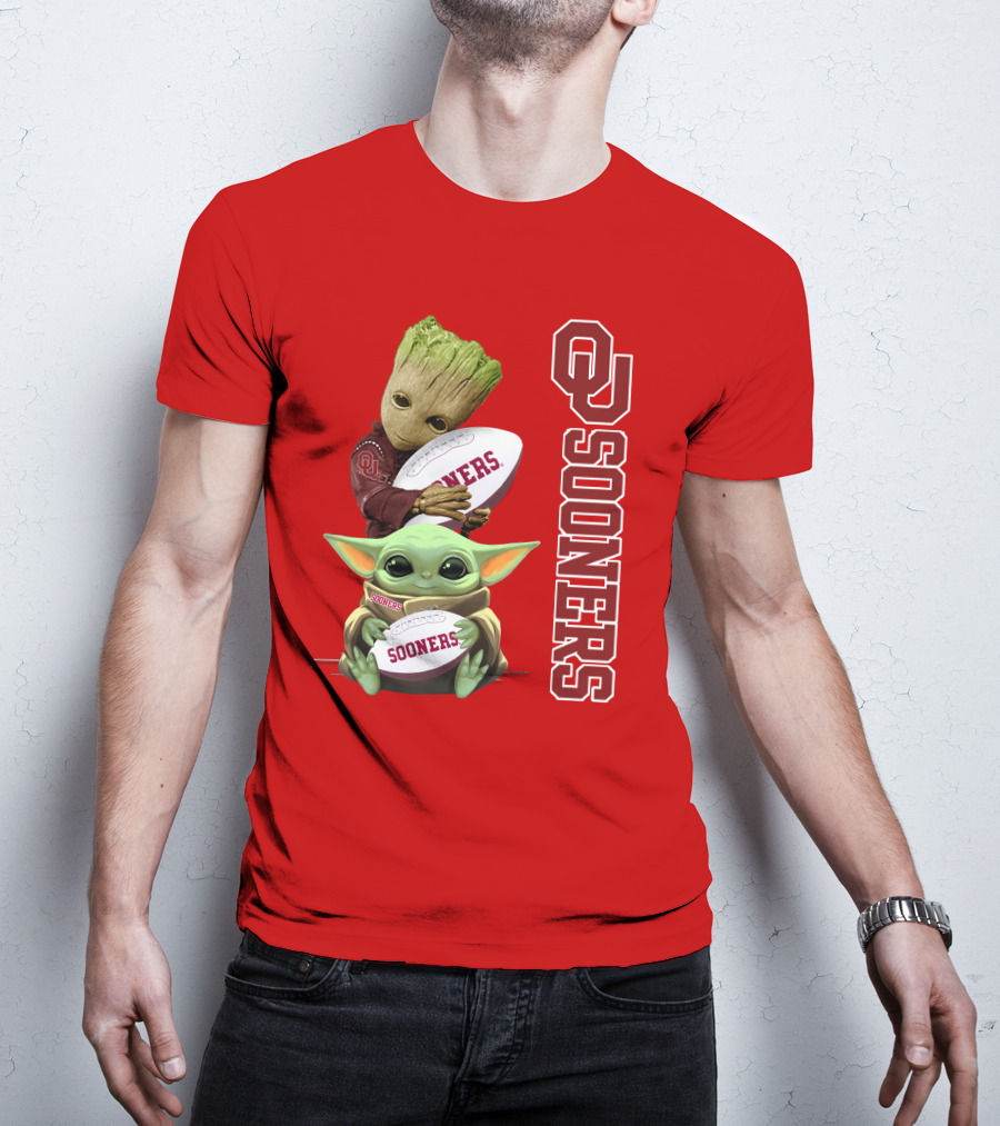Ou Sooners Groot Baby Yoda Football T-Shirt