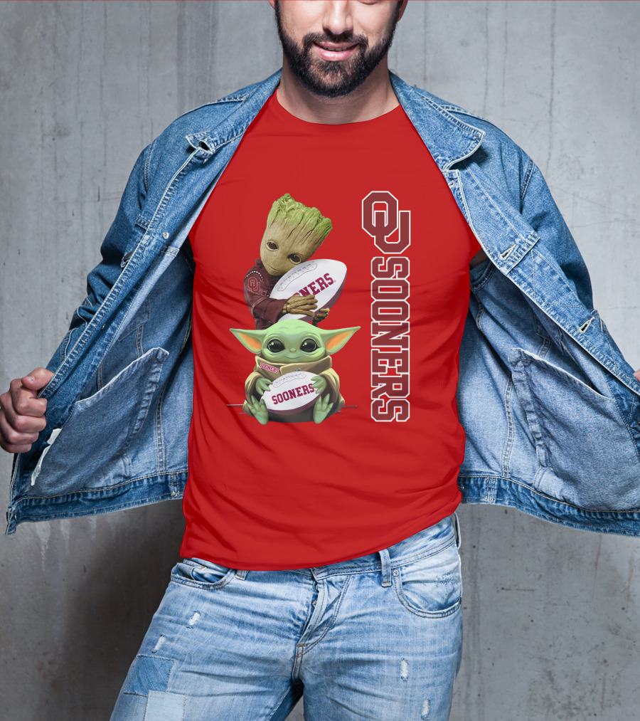 Ou Sooners Groot Baby Yoda Football T-Shirt