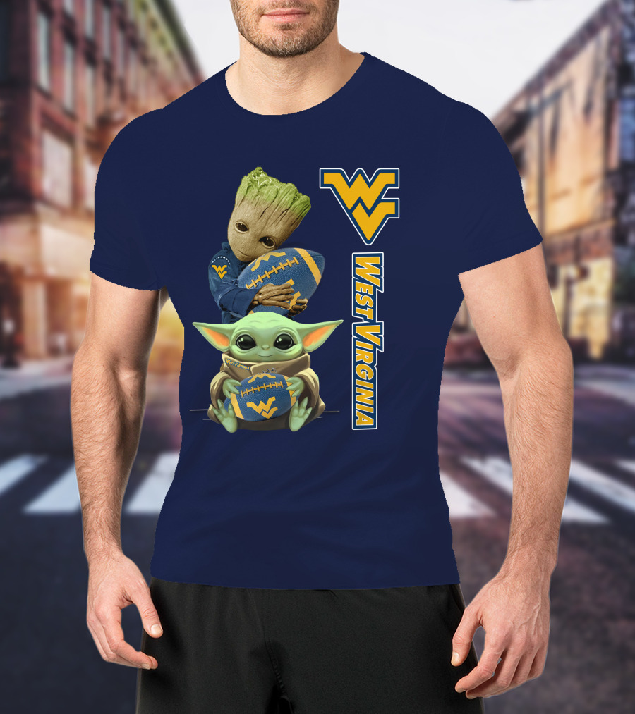 Groot And Baby Yoda West Virginia Mountaineers T-Shirt