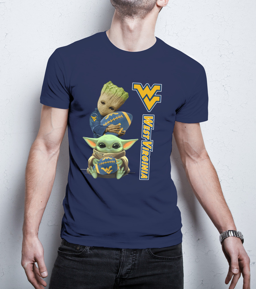 Groot And Baby Yoda West Virginia Mountaineers T-Shirt