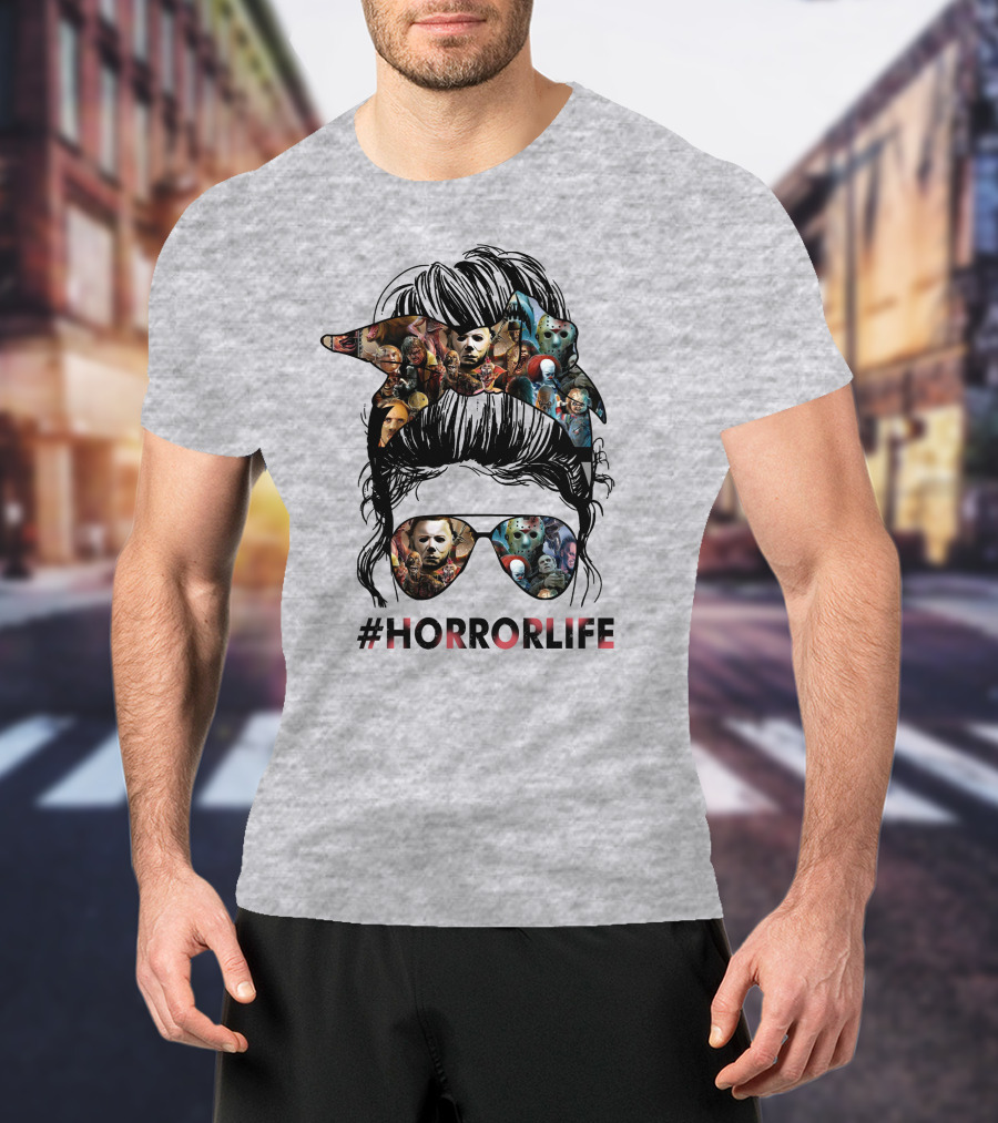 HorrorLife Messy Bun Iconic Horror Characters T-Shirt