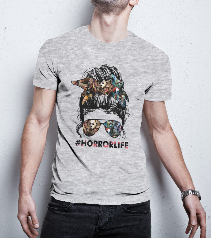 HorrorLife Messy Bun Iconic Horror Characters T-Shirt