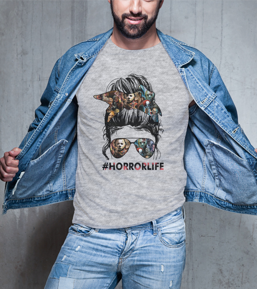 HorrorLife Messy Bun Iconic Horror Characters T-Shirt