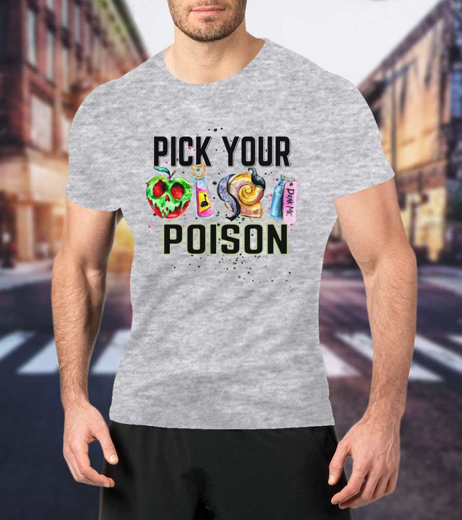 Pick Your Poison Halloween Skull Apple Potion Snail Drink Me T-Shirt