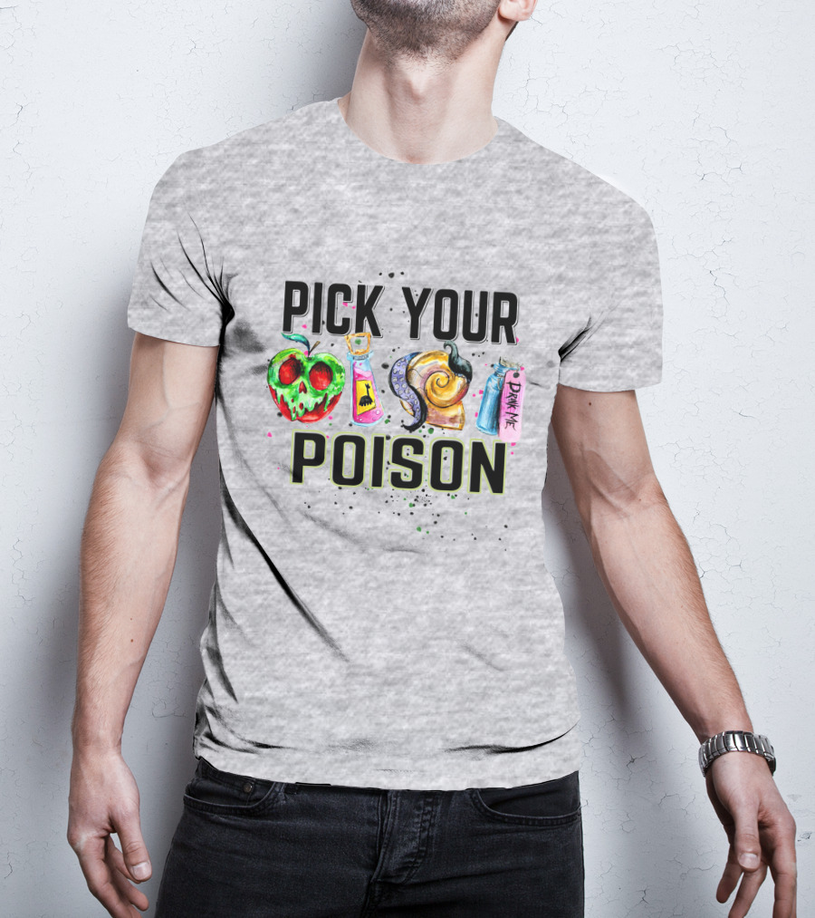 Pick Your Poison Halloween Skull Apple Potion Snail Drink Me T-Shirt