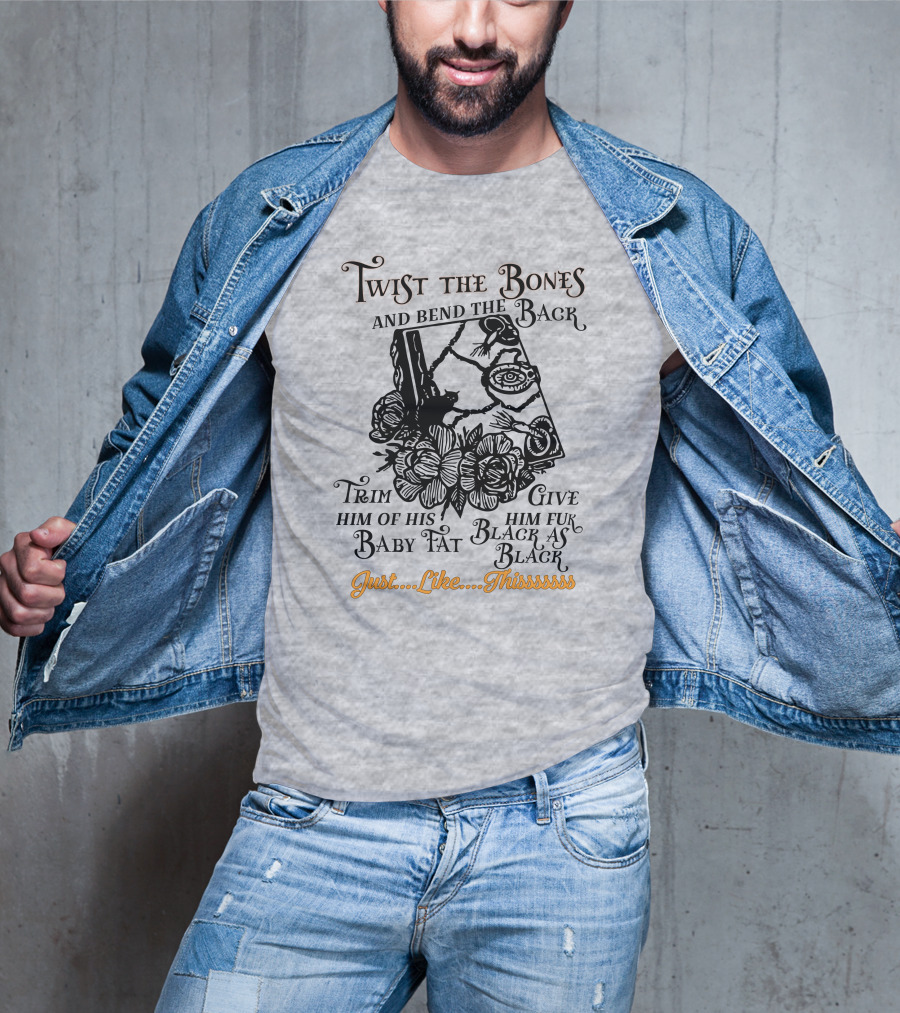 Twist The Bones Black Cat Floral Just Like Thissssss T-Shirt