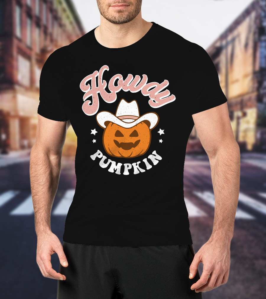 Howdy Pumpkin Halloween Western Cowboy Jack-o'-Lantern T-Shirt