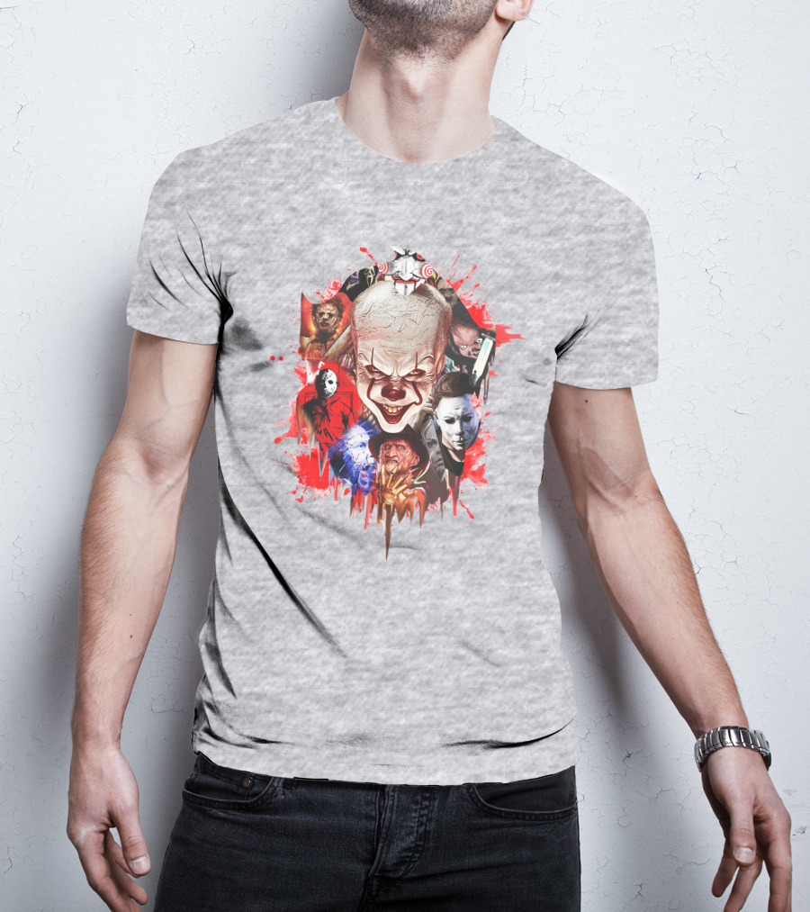 Halloween Killers Pennywise Michael Myers Freddy Krueger Jason Voorhees Jigsaw Horror Icons T-Shirt