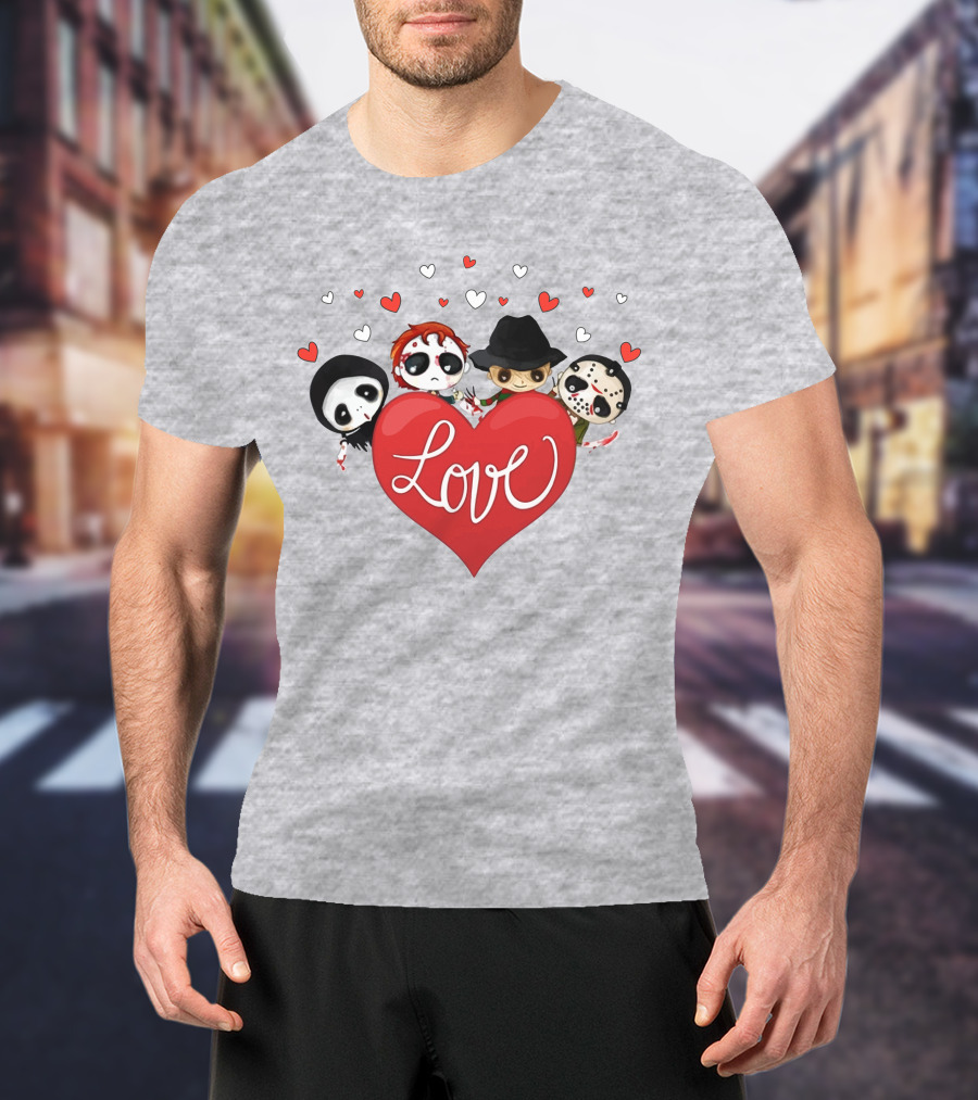 Love Horror Movie Chibi Quartet Valentine T-Shirt