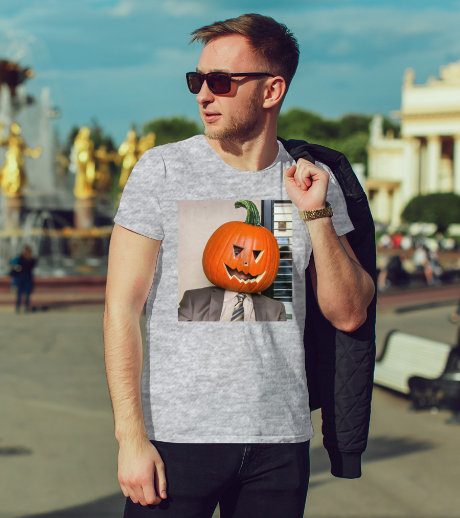 Office Halloween Pumpkin Head Costume T-Shirt