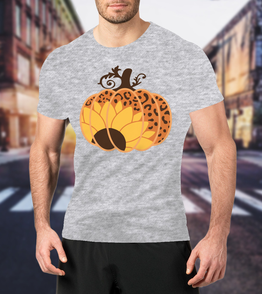 Sunflower Leopard Pumpkin Cheetah Pumpkin T-Shirt