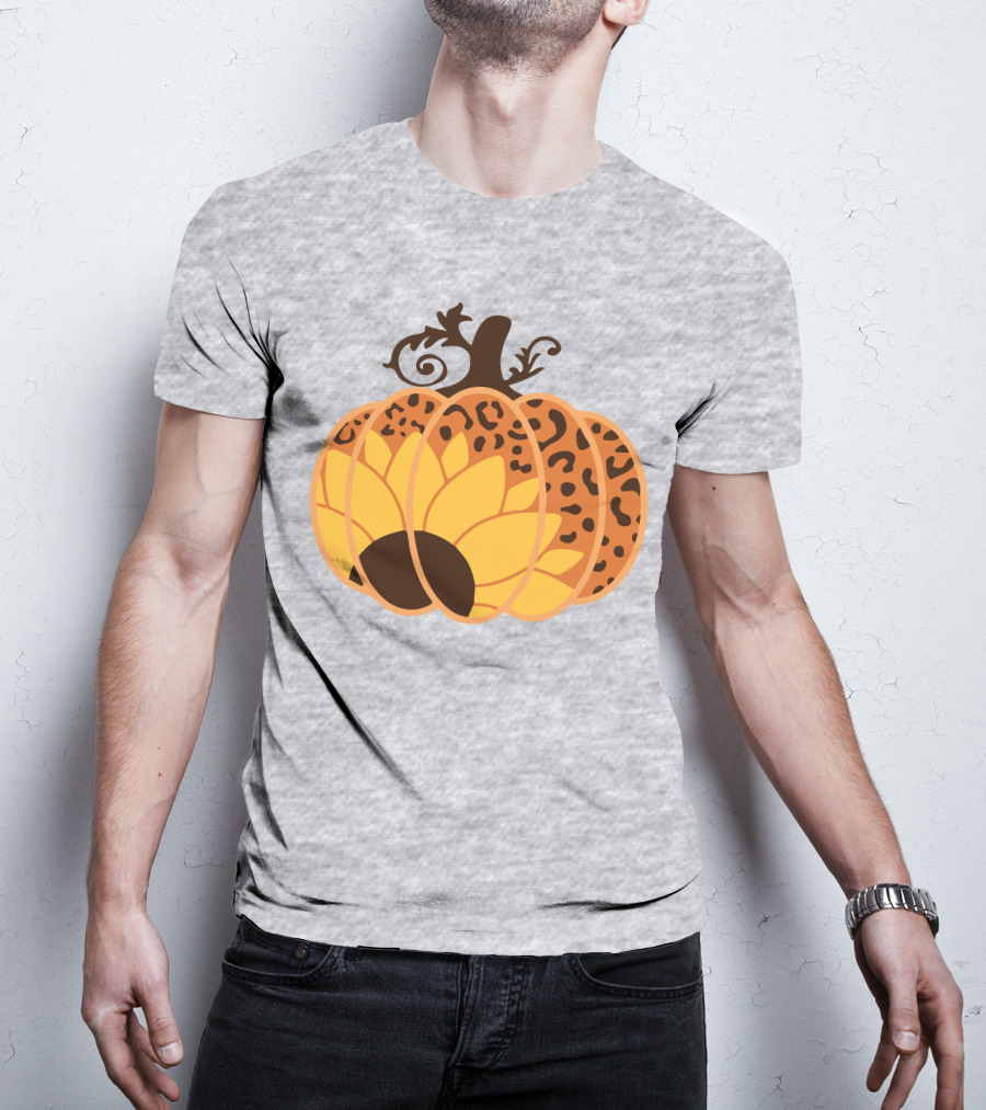 Sunflower Leopard Pumpkin Cheetah Pumpkin T-Shirt