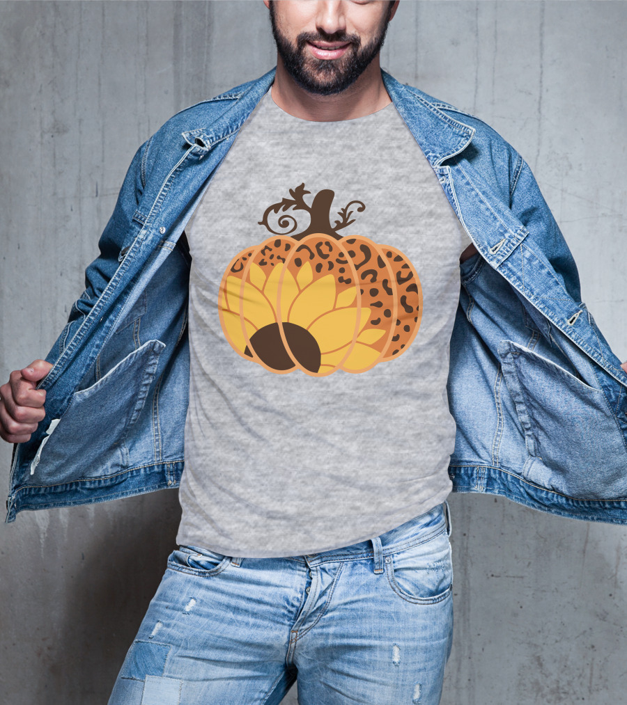 Sunflower Leopard Pumpkin Cheetah Pumpkin T-Shirt