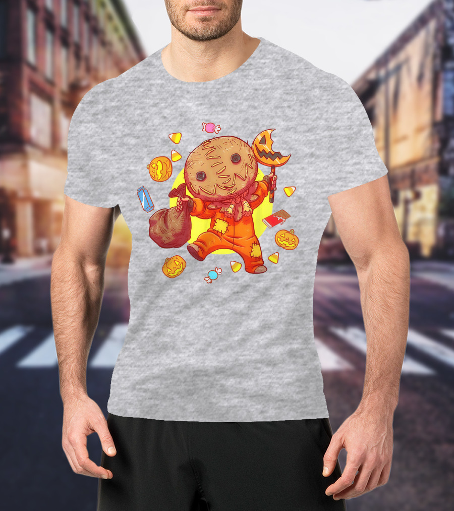 Trick R Treat Sam Halloween Cute Funny Pumpkin Candy Sack T-Shirt