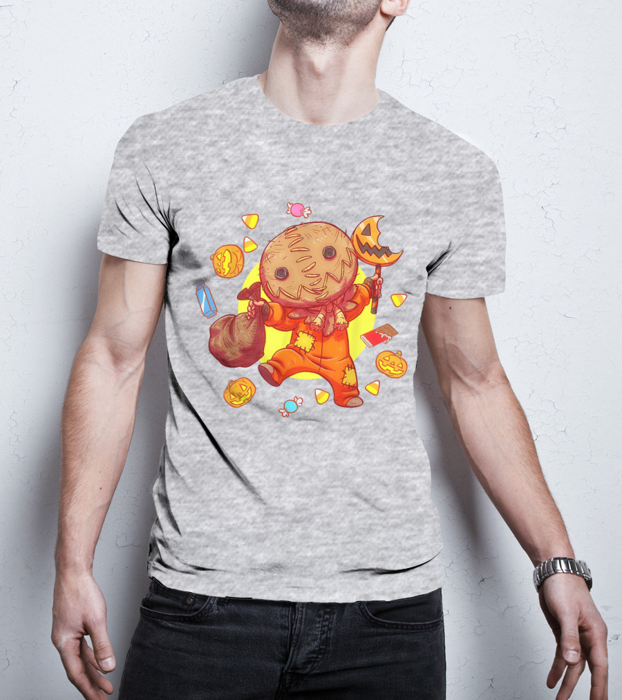 Trick R Treat Sam Halloween Cute Funny Pumpkin Candy Sack T-Shirt