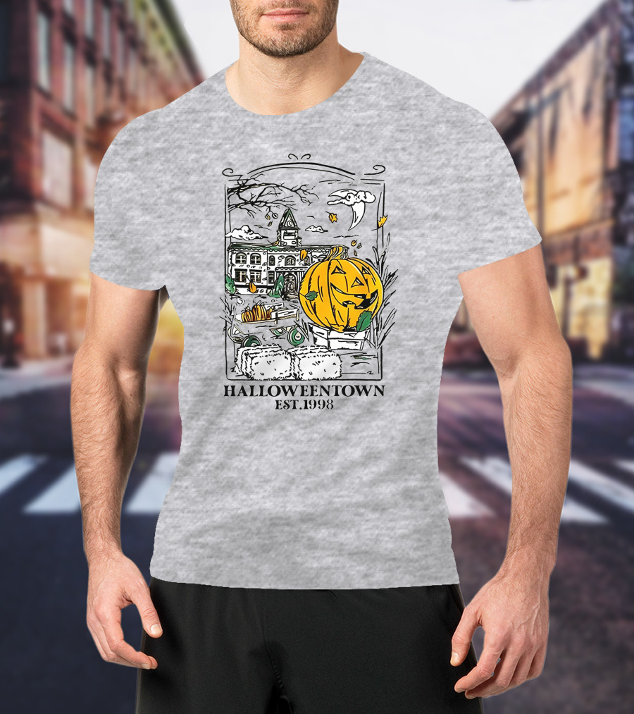 Halloweentown Est 1998 Jack-O'-Lantern And Haunted House Scene T-Shirt