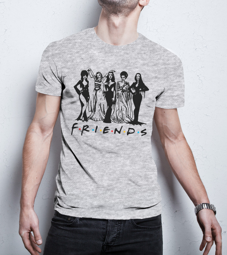 Horror Friends Squad Gothic Icons In Classic TV Show T-Shirt