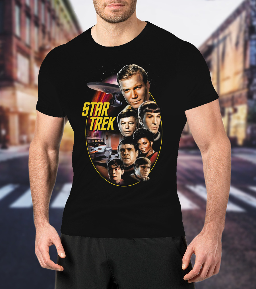 Star Trek Original Series Crew And Starship Enterprise T-Shirt