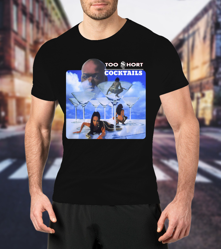 Too Short Cocktails Album Cover Sky And Martini Glasses T-Shirt