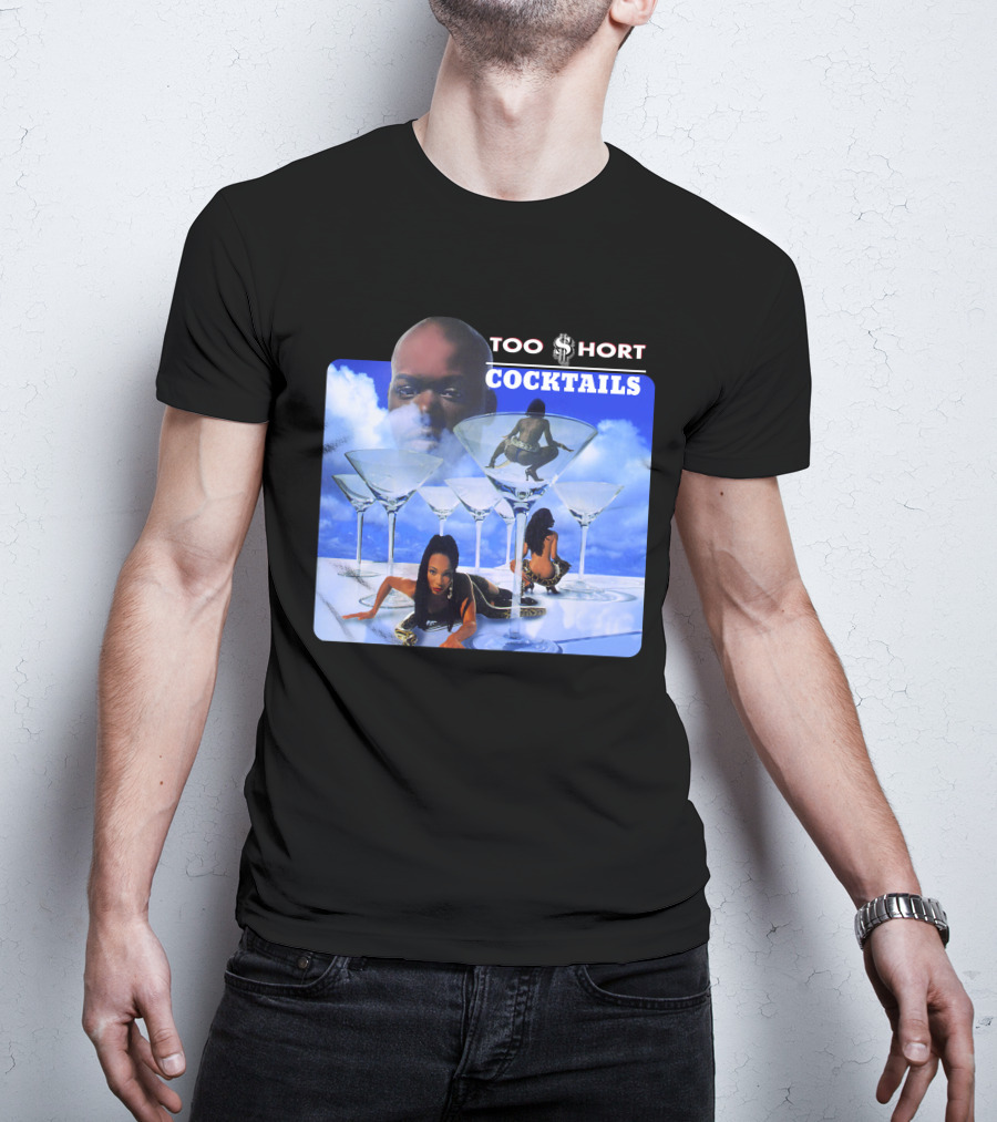 Too Short Cocktails Album Cover Sky And Martini Glasses T-Shirt