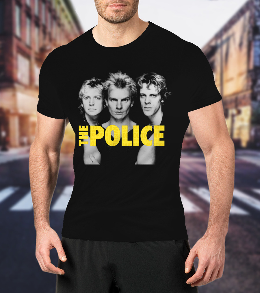 The Police Band Members Portrait With Yellow T-Shirt