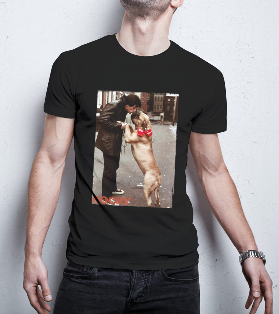 Rocky And Dog With Red Bow In Urban Street Scene T-Shirt
