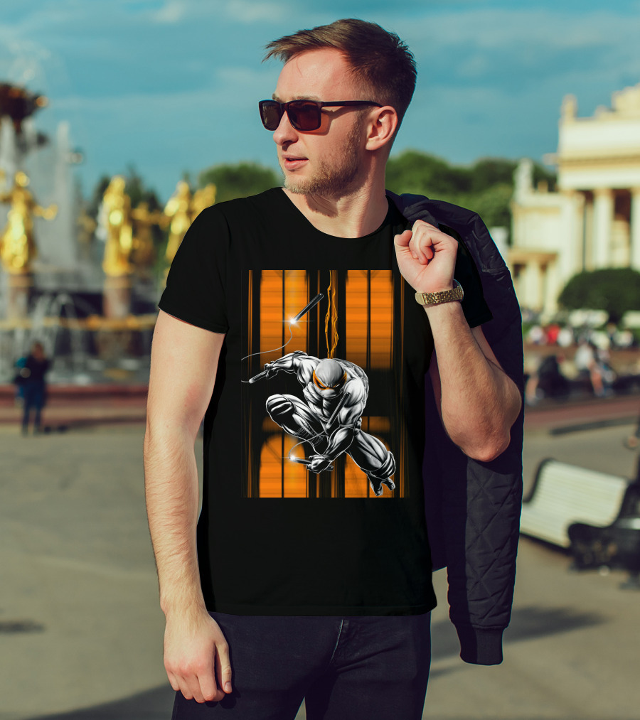 Michelangelo Ninja Turtle Nunchaku Action Orange Stripes T-Shirt