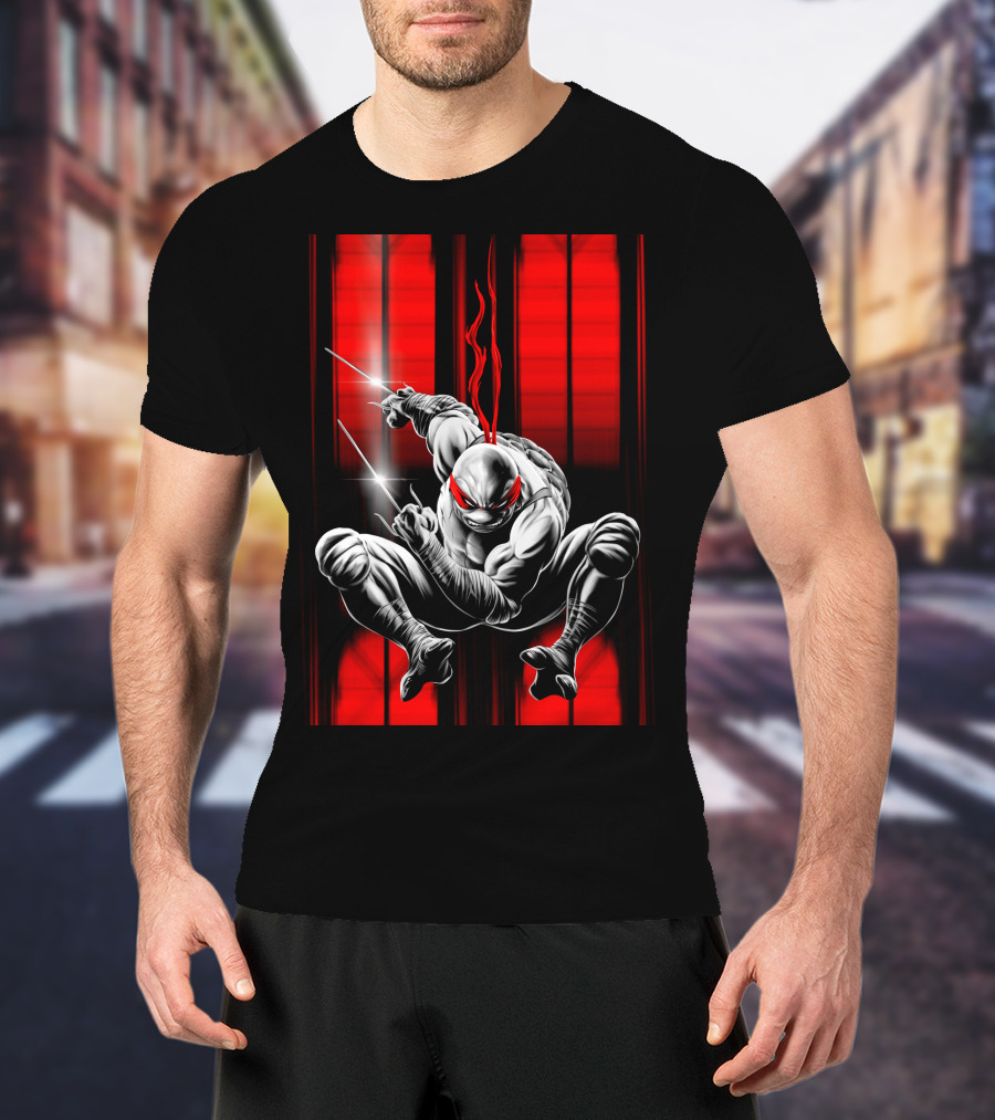Raphael Ninja Turtle Red Bandana Sais Black And Red Stripes T-Shirt