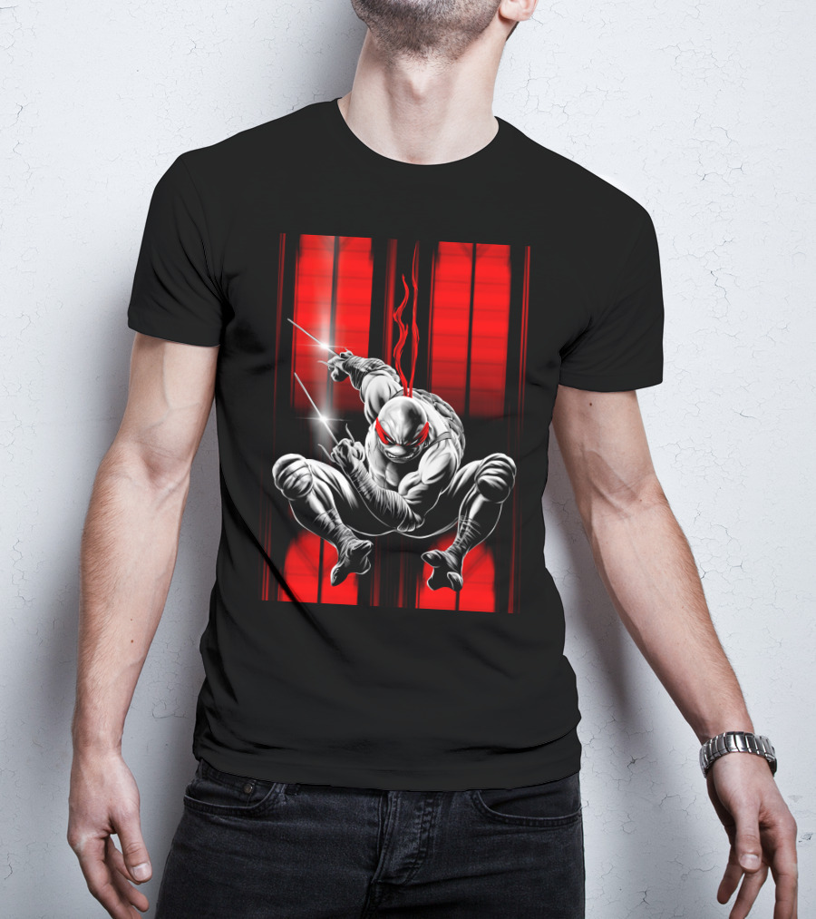 Raphael Ninja Turtle Red Bandana Sais Black And Red Stripes T-Shirt