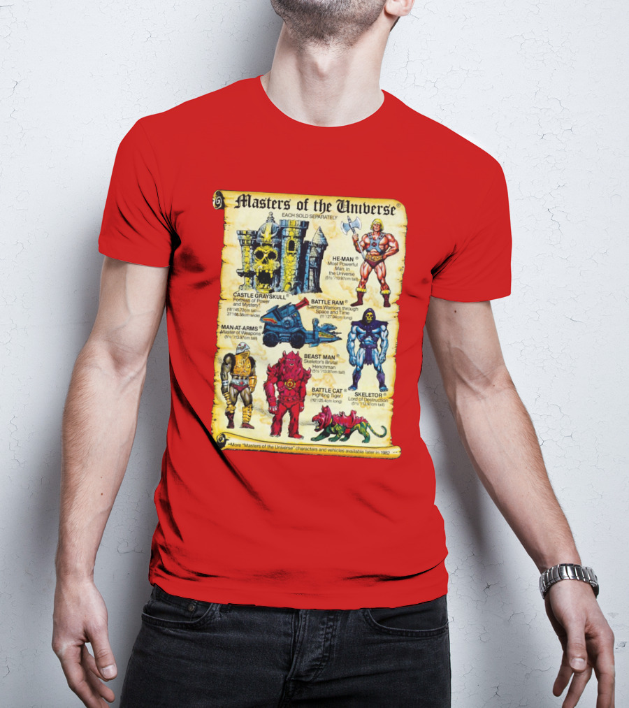 Masters Of The Universe He-Man Castle Grayskull Skeletor Battle Ram Man-At-Arms Beast Man Battle Cat T-Shirt