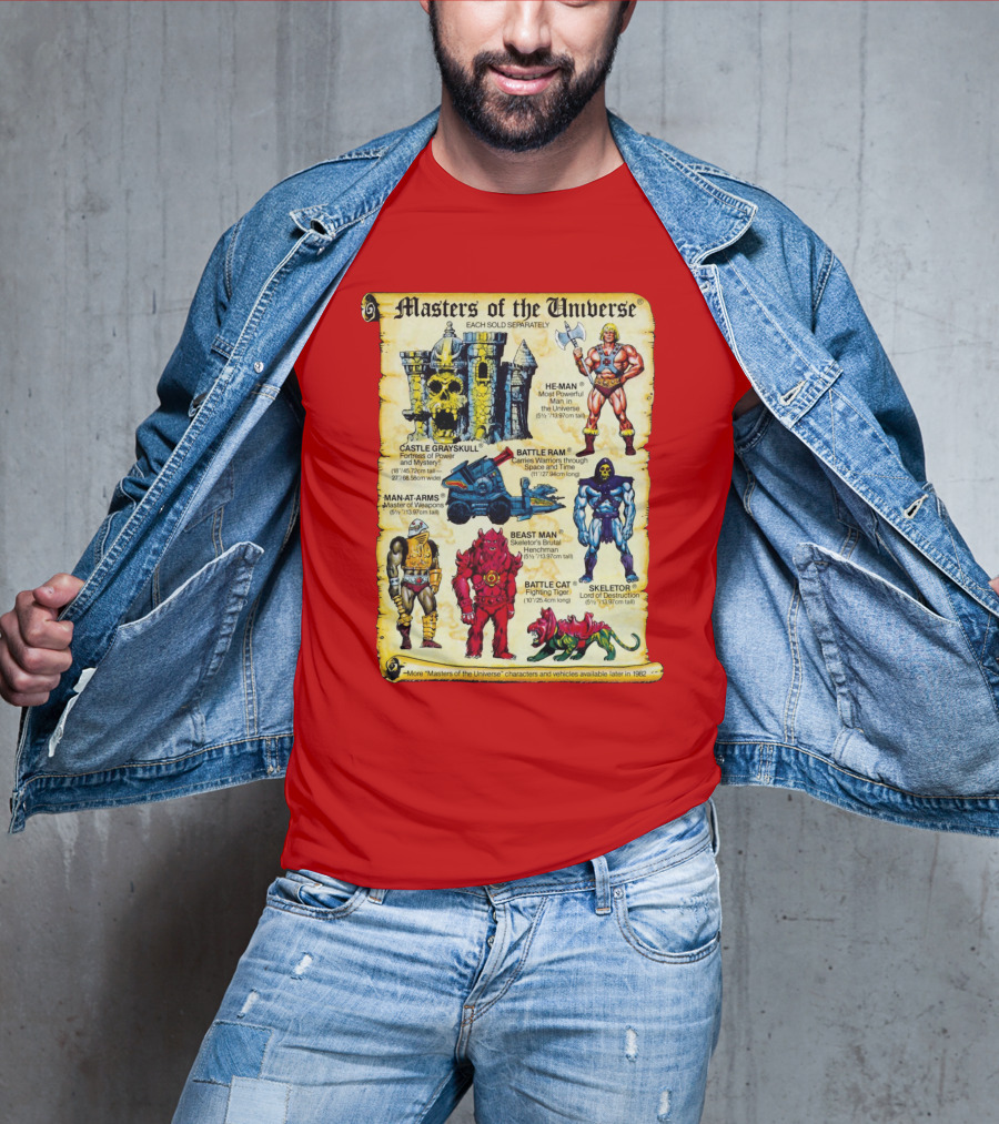 Masters Of The Universe He-Man Castle Grayskull Skeletor Battle Ram Man-At-Arms Beast Man Battle Cat T-Shirt