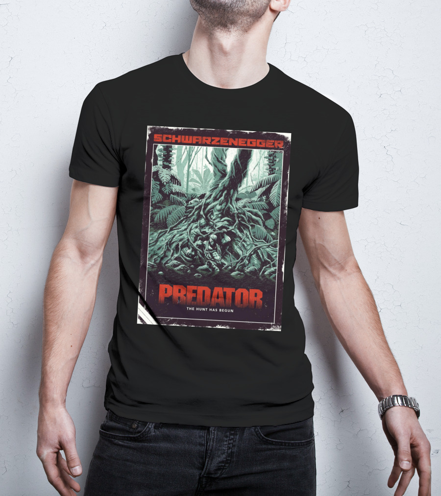 Schwarzenegger Predator The Hunt Has Begun T-Shirt