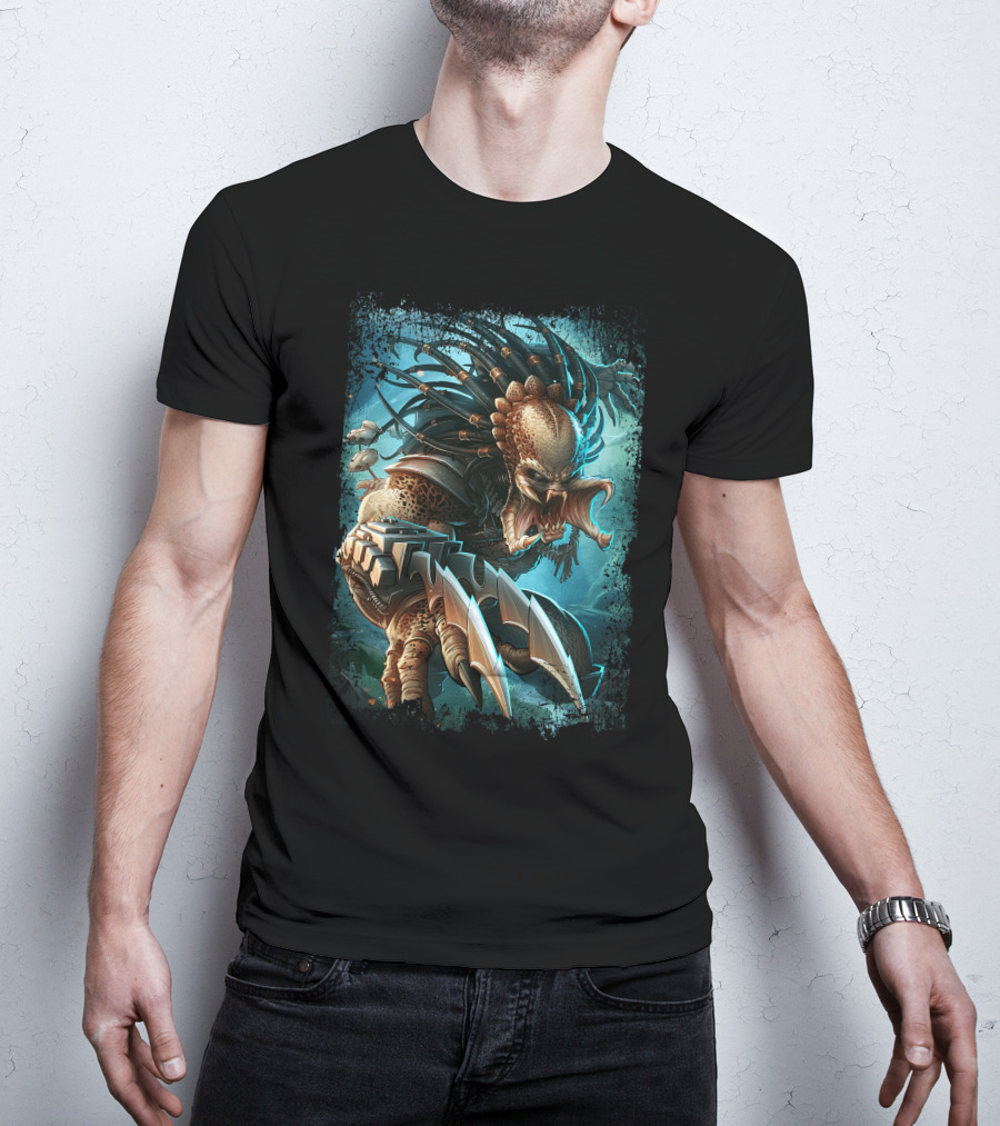 Predator Alien Sci-Fi Creature With Dreadlocks And Blades T-Shirt